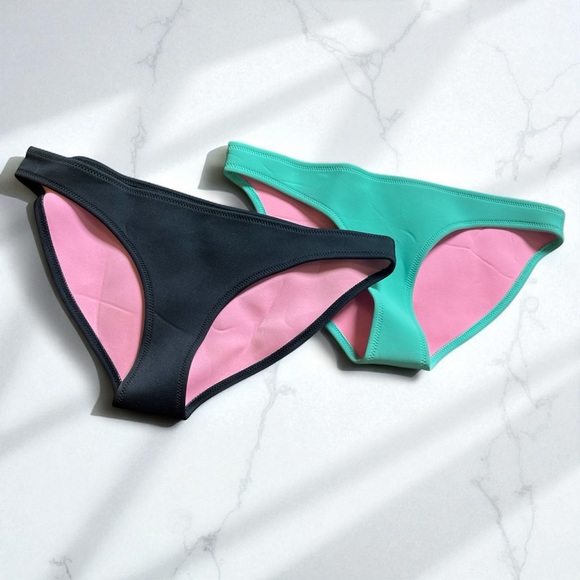Triangl Black Turquoise Neoprene Bikini Bottoms Swim Bundle Medium - Picture 1 of 2